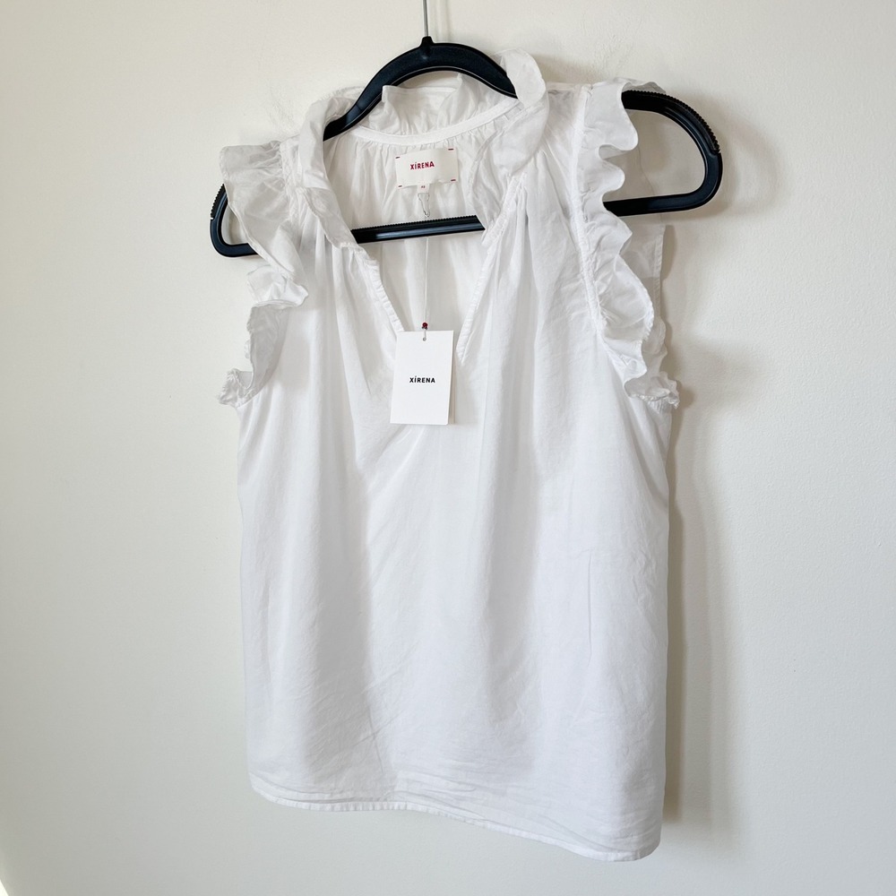 XiRENA White Ruffle Sleeve V-Neck Blouse - Picture 5 of 14